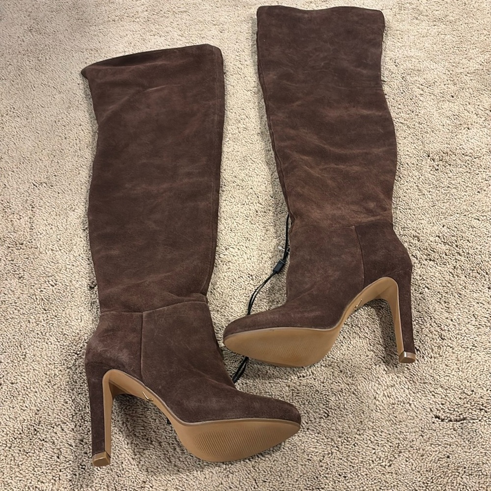 Brian Atwood x Express Suede OTK boots